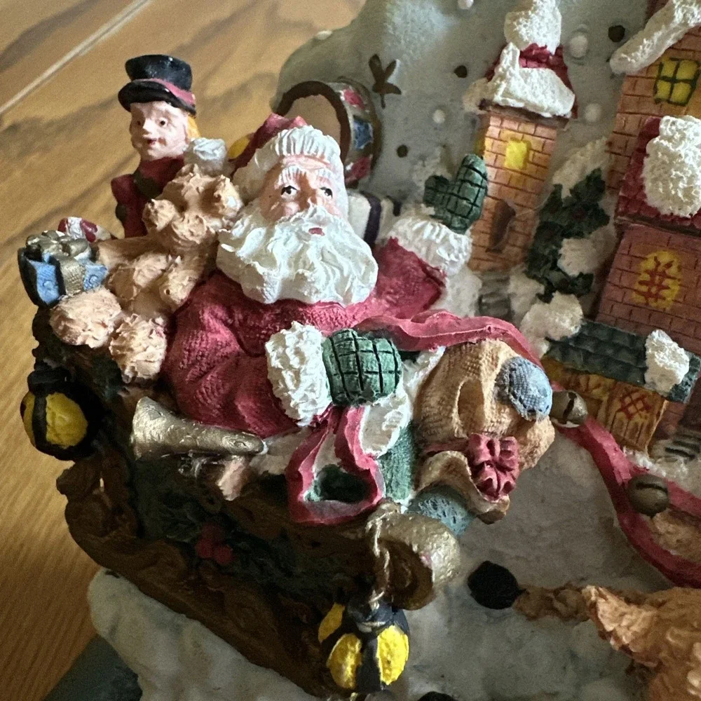 Iron Double Stocking Holder Santa Reindeer Winter Scene‎
